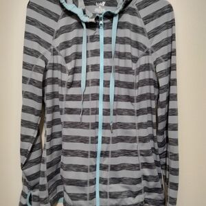 Lukka Striped Athletic Zip Up Hoodie